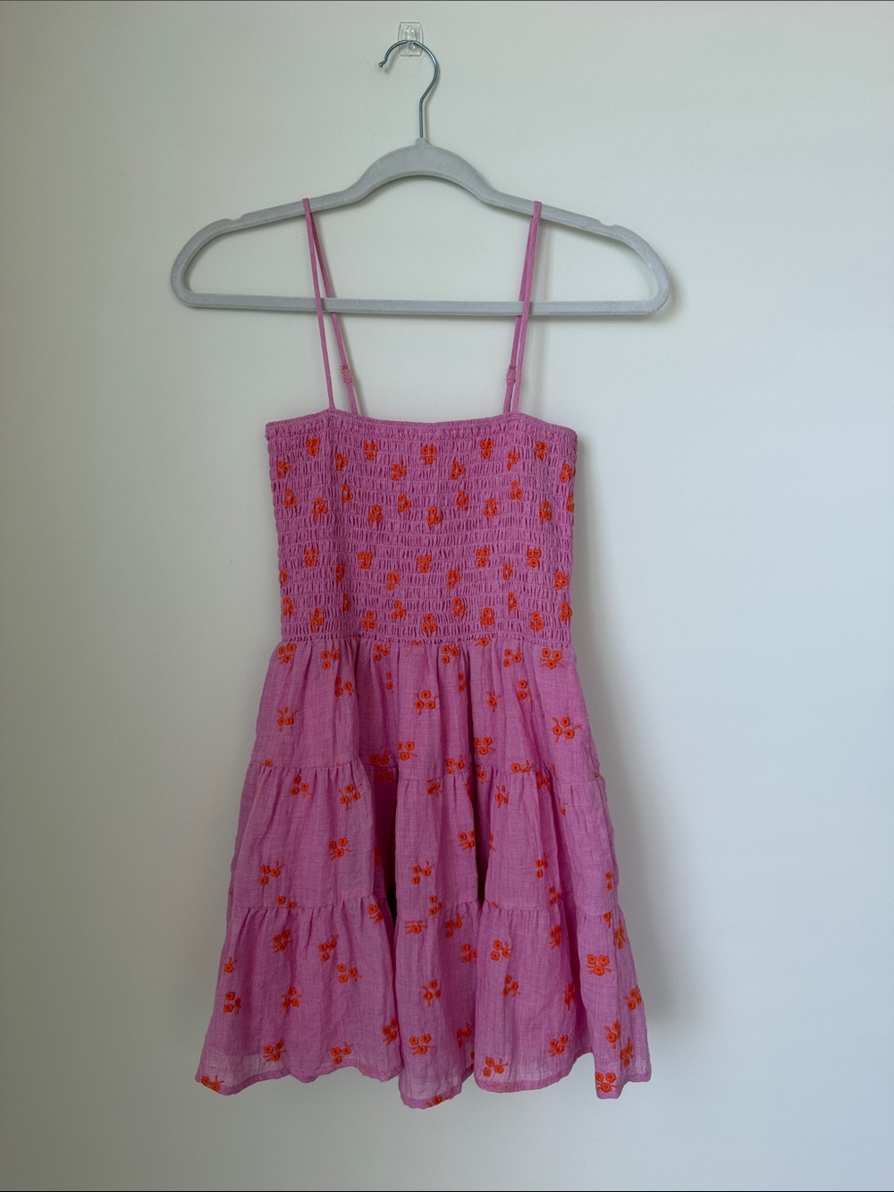 Altar’d State Pink and Orange Eyelet Mini Dress